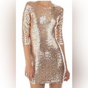 BCBG Shimmering Sequin Long Sleeve Dress